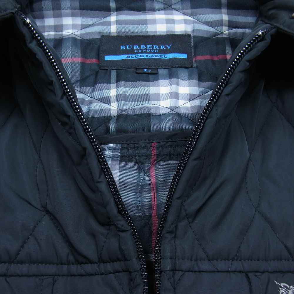 BURBERRY BLUE LABEL バーバリーブルーレーベル キルティング ジップアップ ジャケット ブラック系 L【中古】