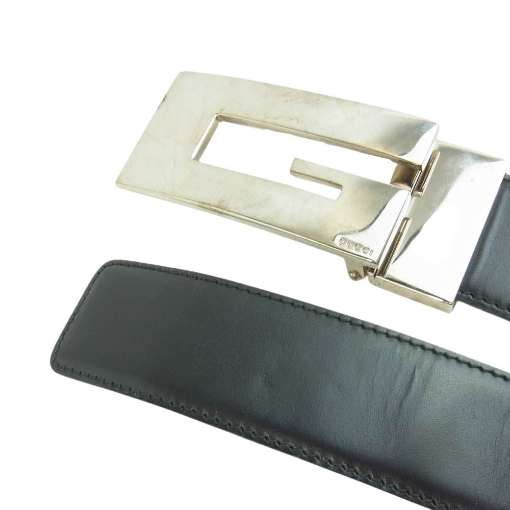 GUCCI グッチ 0361471374 Gバックル ベルト ブラック系【中古】