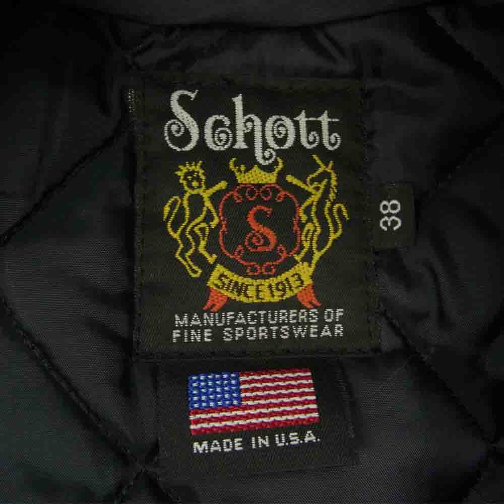 schott ショット 7007 USA製 613US ONE STAR RIDERS JACKET ワンスター ライダーズジャケット 襟ボア レザージャケット ブラック系 38【中古】