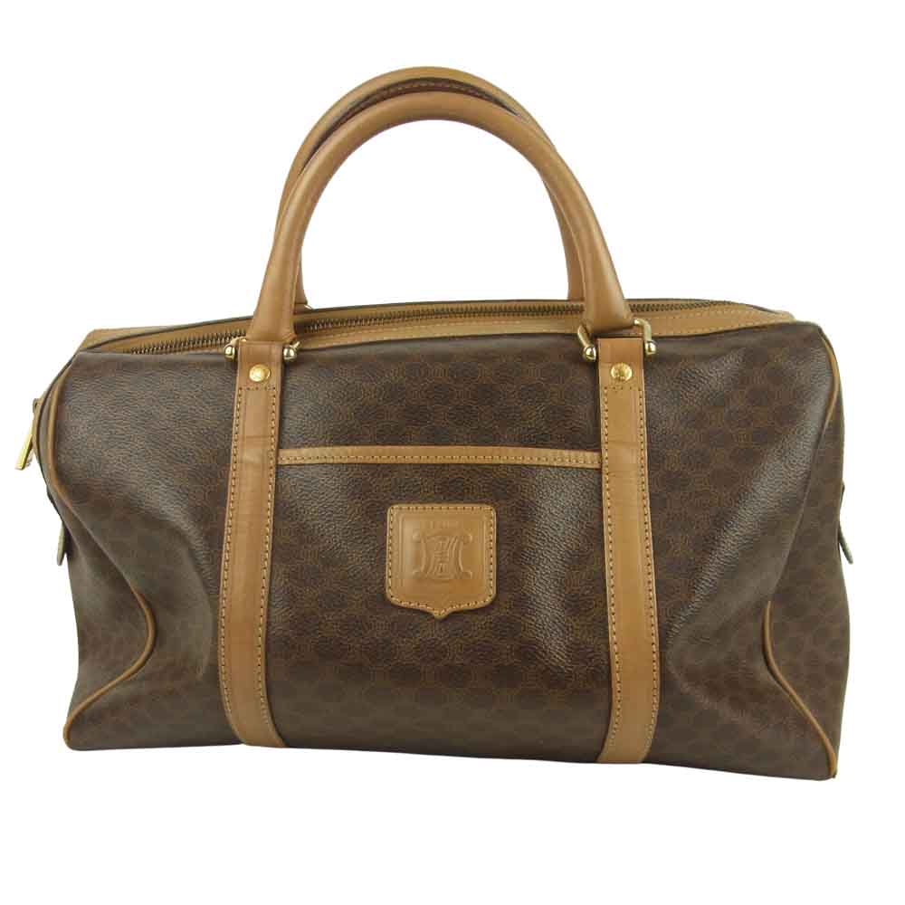 CELINE セリーヌ マカダム柄 ミニ ボストン ハンド バッグ イタリア製 ブラウン系【中古】