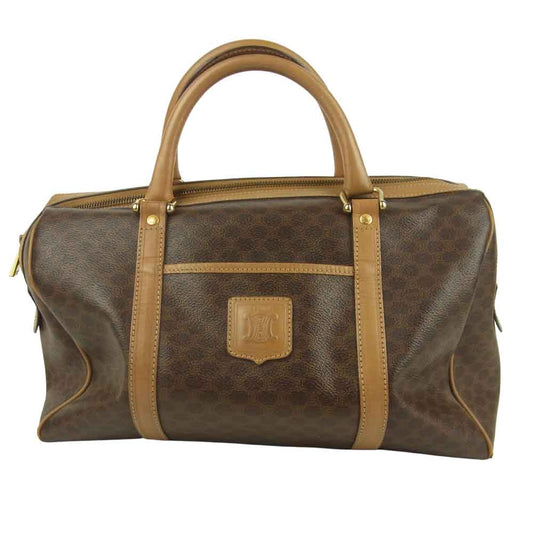CELINE セリーヌ マカダム柄 ミニ ボストン ハンド バッグ イタリア製 ブラウン系【中古】