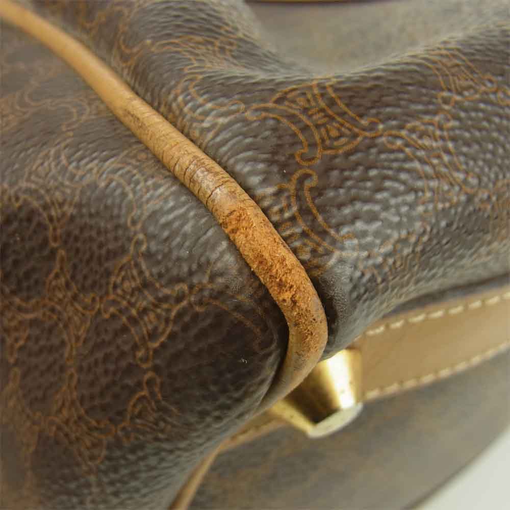 CELINE セリーヌ マカダム柄 ミニ ボストン ハンド バッグ イタリア製 ブラウン系【中古】