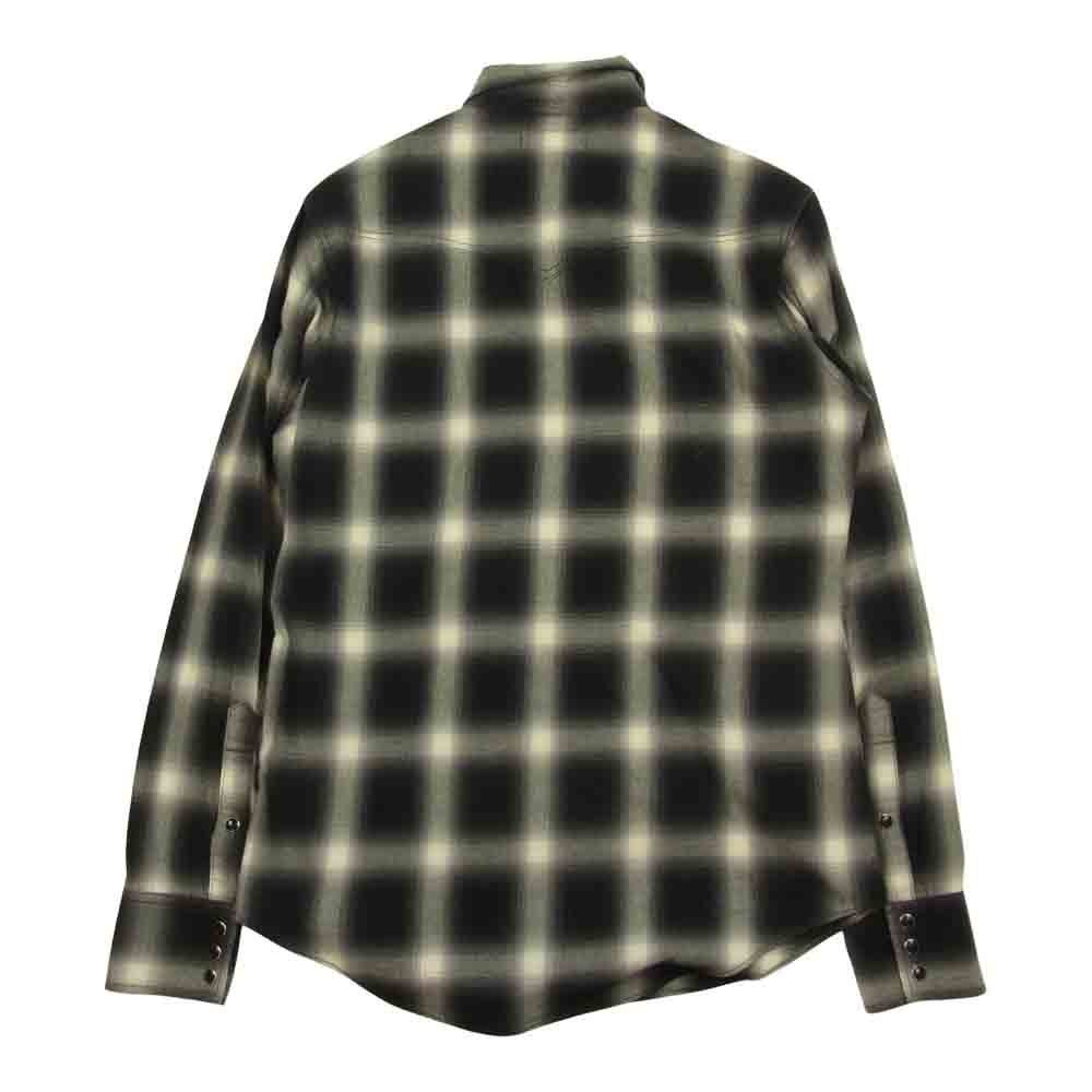 SAINT LAURENT サンローラン 455433 Y019P ケリングジャパン表記タグ 2016 オンブレチェック ウエスタン 長袖 シャツ ブラウス ブラック系 XS【中古】