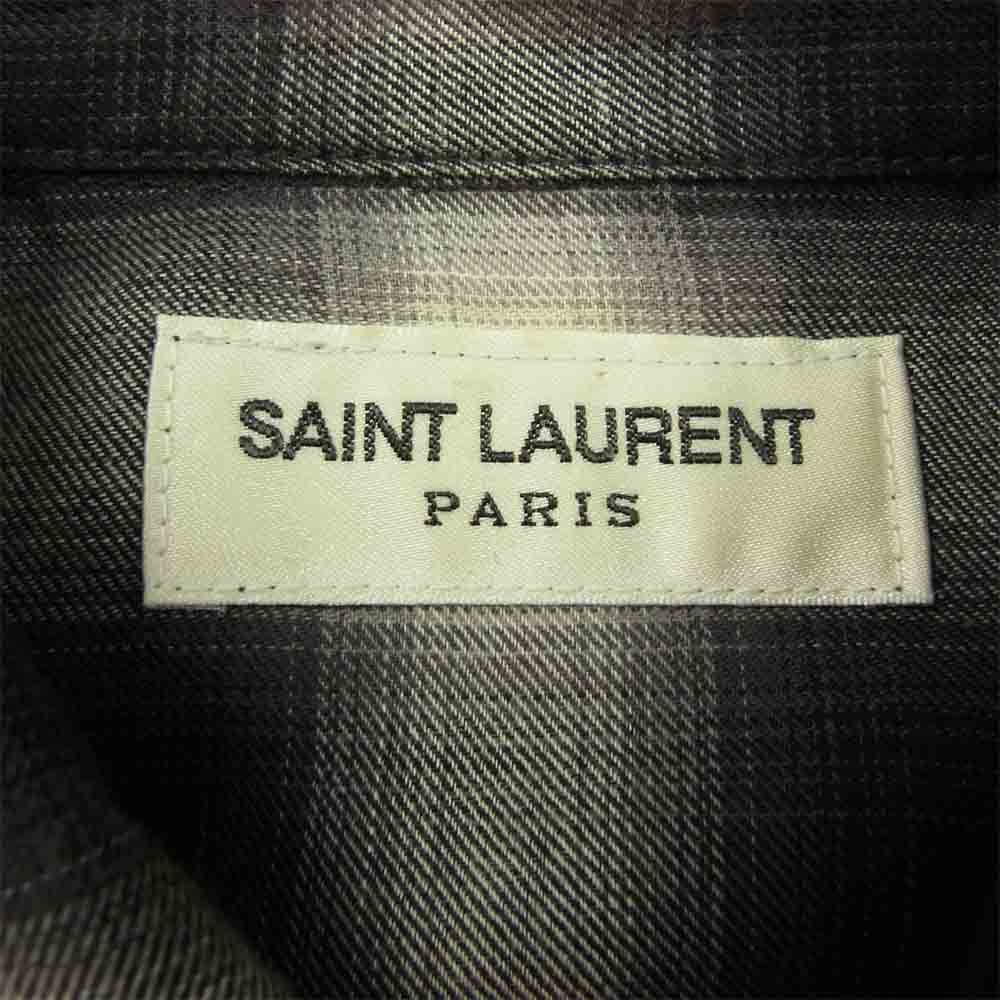 SAINT LAURENT サンローラン 455433 Y019P ケリングジャパン表記タグ 2016 オンブレチェック ウエスタン 長袖 シャツ ブラウス ブラック系 XS【中古】