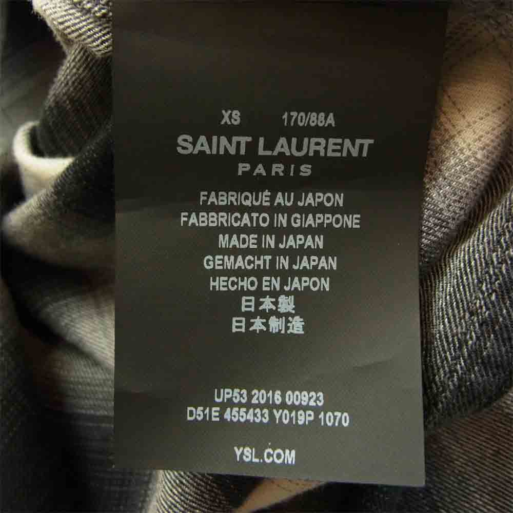 SAINT LAURENT サンローラン 455433 Y019P ケリングジャパン表記タグ 2016 オンブレチェック ウエスタン 長袖 シャツ ブラウス ブラック系 XS【中古】