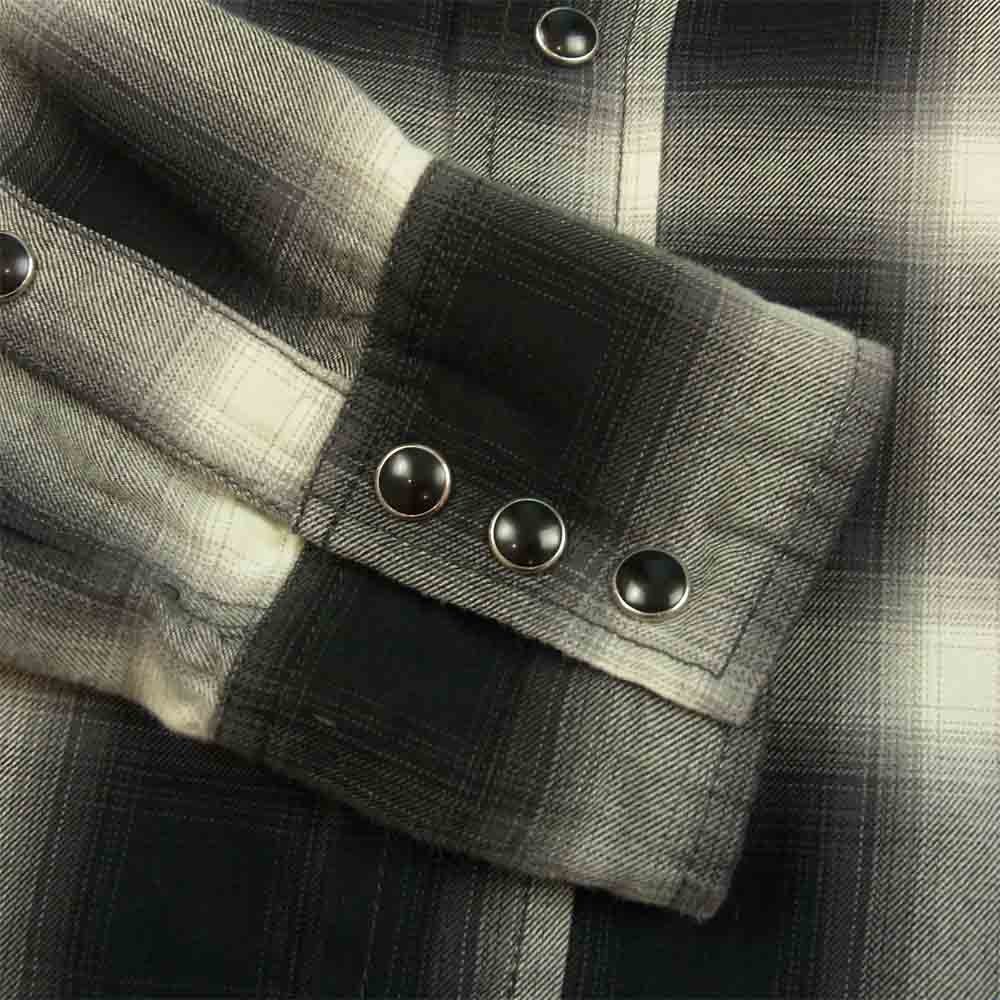 SAINT LAURENT サンローラン 455433 Y019P ケリングジャパン表記タグ 2016 オンブレチェック ウエスタン 長袖 シャツ ブラウス ブラック系 XS【中古】