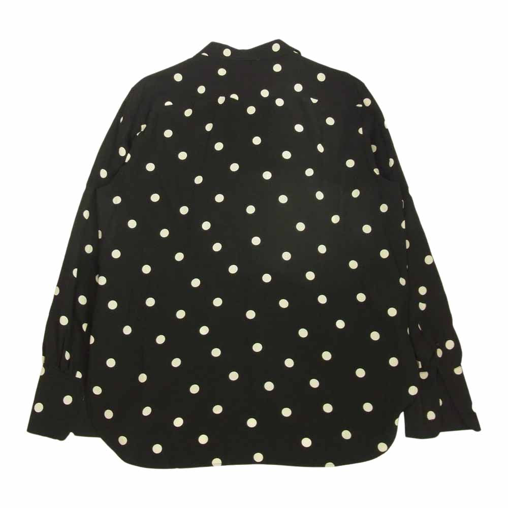 SAINT LAURENT サンローラン 642421 Y2C99 ケリングジャパン表記タグ ポルカドット ダブルカフス シルク100％ 長袖 シャツ ブラウス ブラック系 オフホワイト系 41【美品】【中古】
