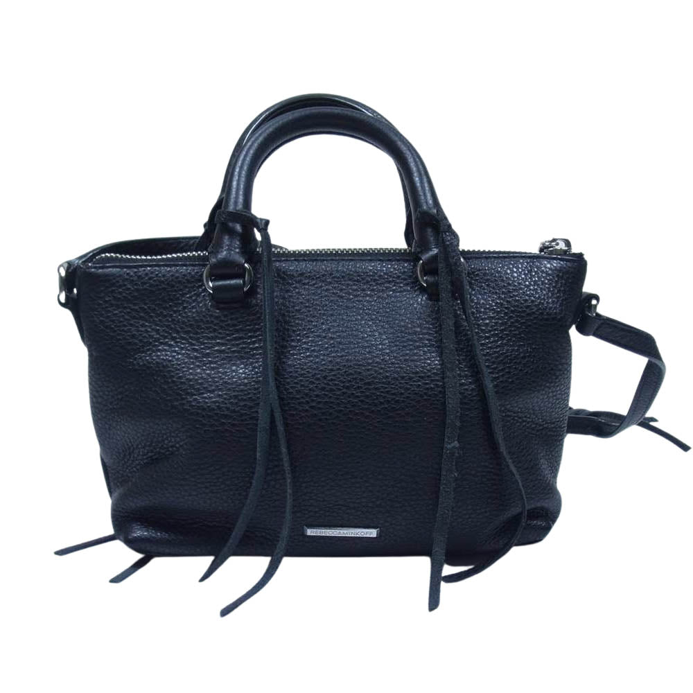 Rebecca Minkoff レベッカミンコフ レザー フリンジ ショルダーバッグ ブラック系【美品】【中古】