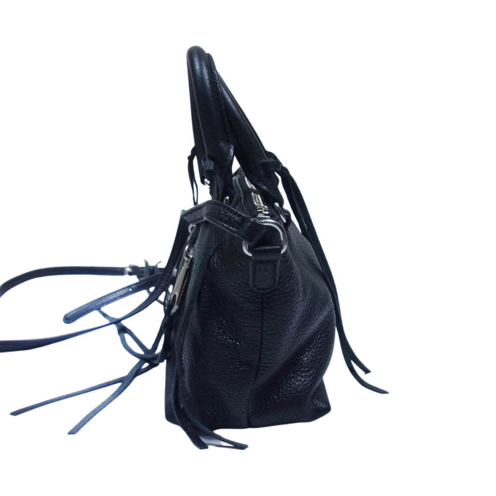 Rebecca Minkoff レベッカミンコフ レザー フリンジ ショルダーバッグ ブラック系【美品】【中古】