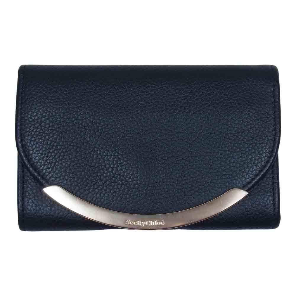 SEE BY CHLOE シーバイクロエ LIZZIE リジー グレインレザー ウォレット 財布 ブラック系【美品】【中古】