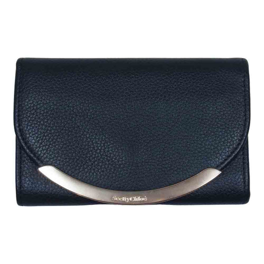 SEE BY CHLOE シーバイクロエ LIZZIE リジー グレインレザー ウォレット 財布 ブラック系【美品】【中古】