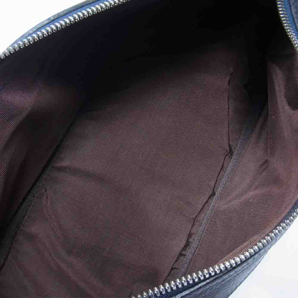 万双 シモーネ レザー バナナ ショルダー バッグ ダークブラウン系【中古】