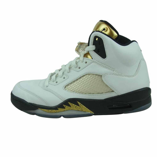 NIKE AIR JORDAN ナイキ ジョーダン 136027-133 5 RETRO HIGH WHITE/BLACK METALLIC GOLD COIN エアジョーダン レトロ ハイ スニーカー ホワイト系 27cm【中古】