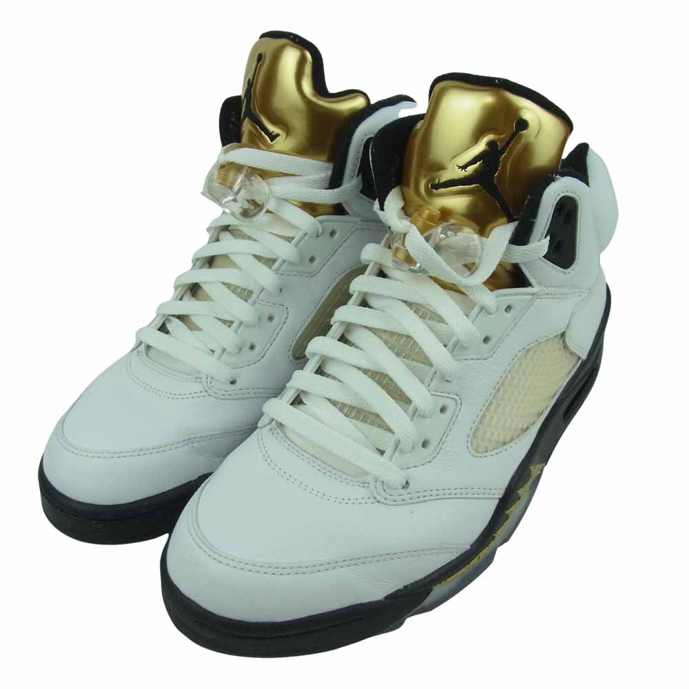 NIKE AIR JORDAN ナイキ ジョーダン 136027-133 5 RETRO HIGH WHITE/BLACK METALLIC GOLD COIN エアジョーダン レトロ ハイ スニーカー ホワイト系 27cm【中古】