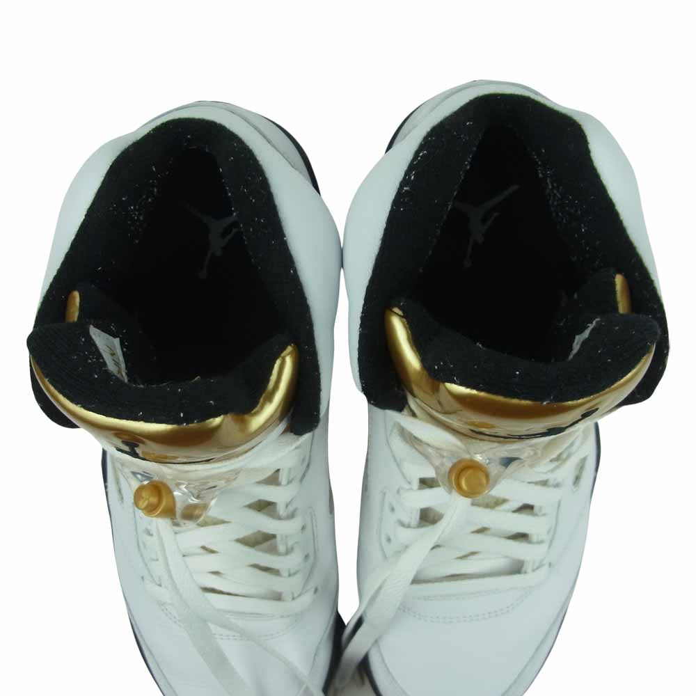 NIKE AIR JORDAN ナイキ ジョーダン 136027-133 5 RETRO HIGH WHITE/BLACK METALLIC GOLD COIN エアジョーダン レトロ ハイ スニーカー ホワイト系 27cm【中古】