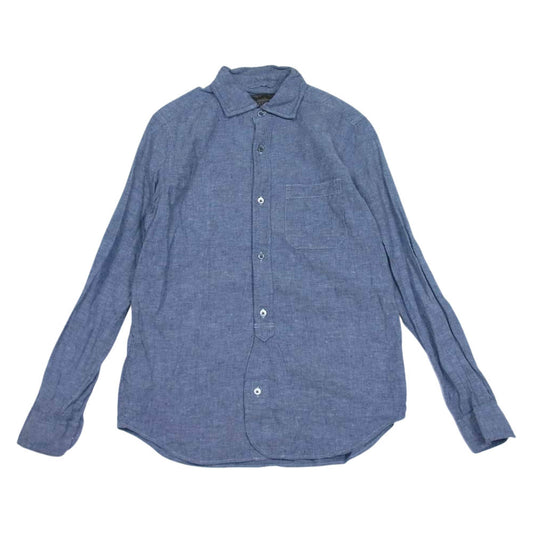 Nigel Cabourn ナイジェルケーボン 8038-00-10002 BRITISH OFFICER`S SHIRT-LINEN OXFORD ブリティッシュ オフィサーズ リネン オックスフォード 長袖 シャツ インディゴブルー系 48【中古】