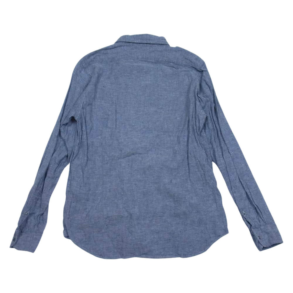 Nigel Cabourn ナイジェルケーボン 8038-00-10002 BRITISH OFFICER`S SHIRT-LINEN OXFORD ブリティッシュ オフィサーズ リネン オックスフォード 長袖 シャツ インディゴブルー系 48【中古】