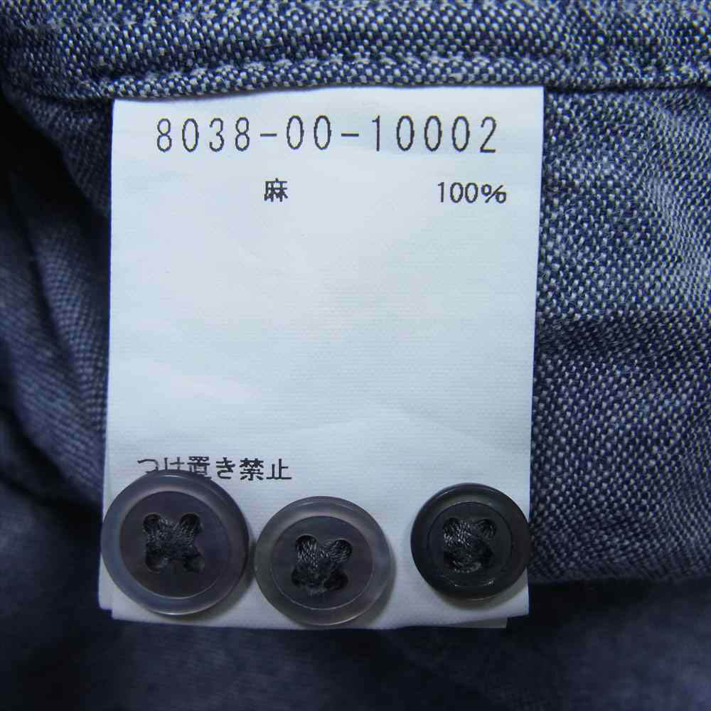 Nigel Cabourn ナイジェルケーボン 8038-00-10002 BRITISH OFFICER`S SHIRT-LINEN OXFORD ブリティッシュ オフィサーズ リネン オックスフォード 長袖 シャツ インディゴブルー系 48【中古】