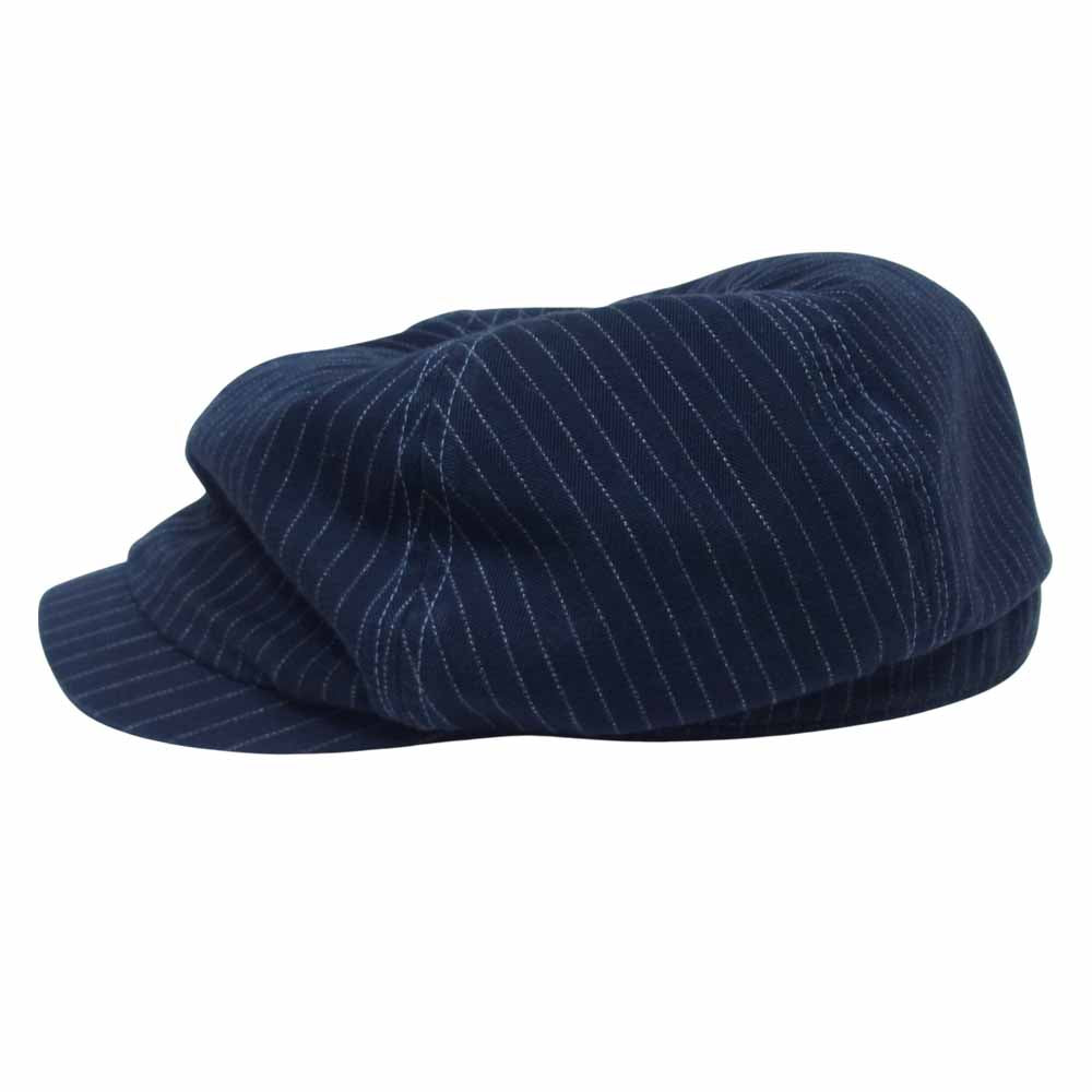 RRL ダブルアールエル 国内正規品 ウォバッシュストライプ コットン キャスケット ネイビー系 L【中古】