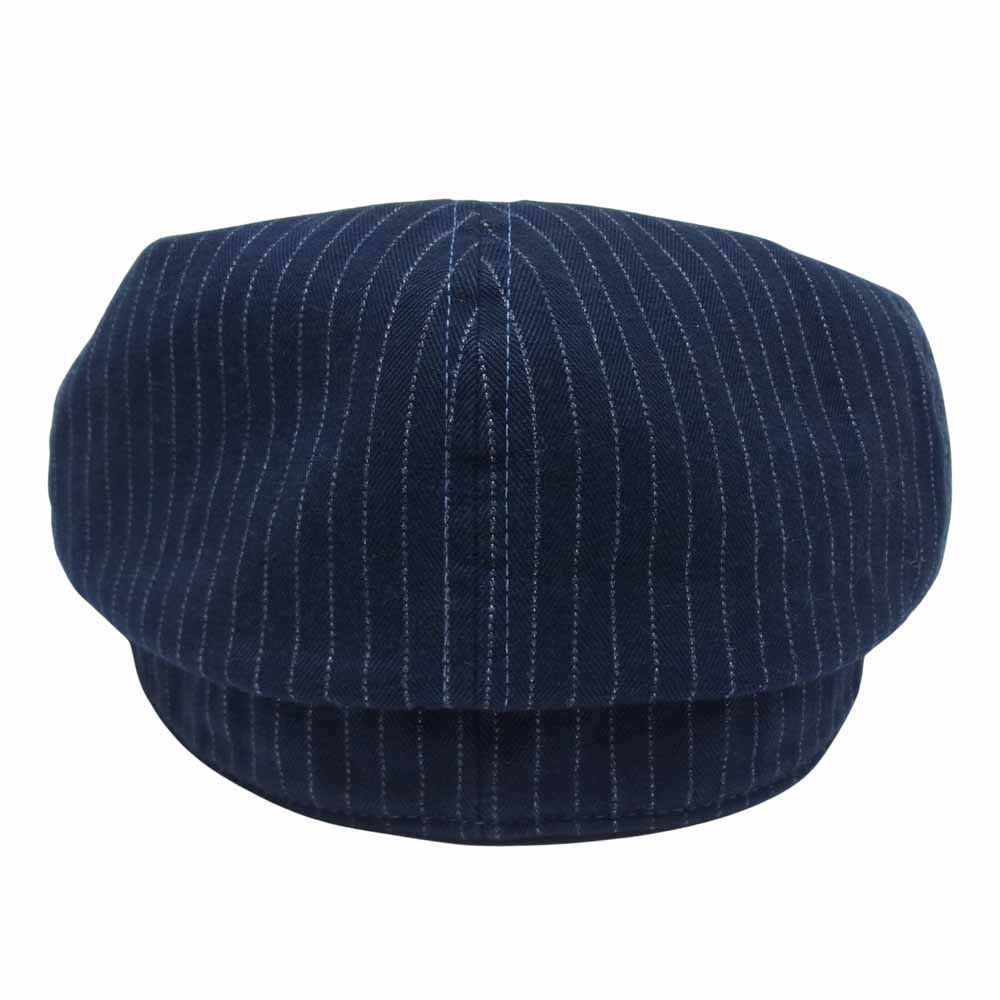 RRL ダブルアールエル 国内正規品 ウォバッシュストライプ コットン キャスケット ネイビー系 L【中古】
