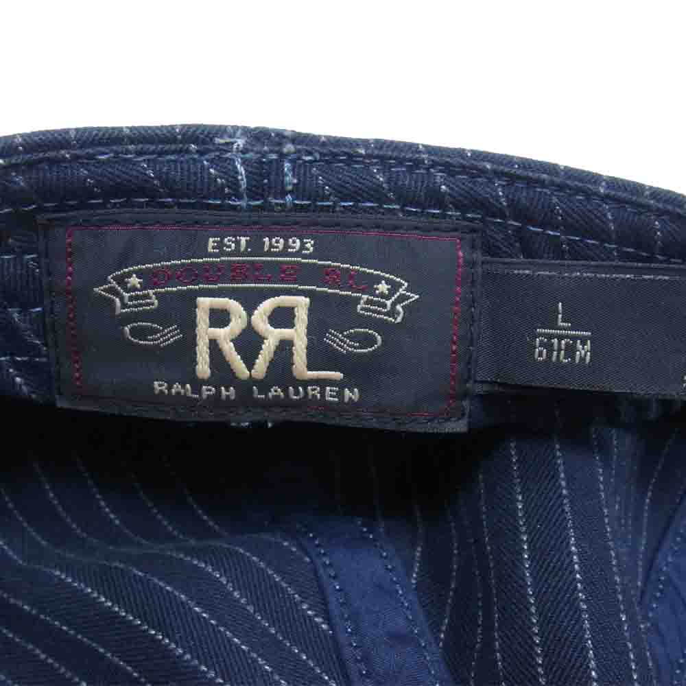 RRL ダブルアールエル 国内正規品 ウォバッシュストライプ コットン キャスケット ネイビー系 L【中古】