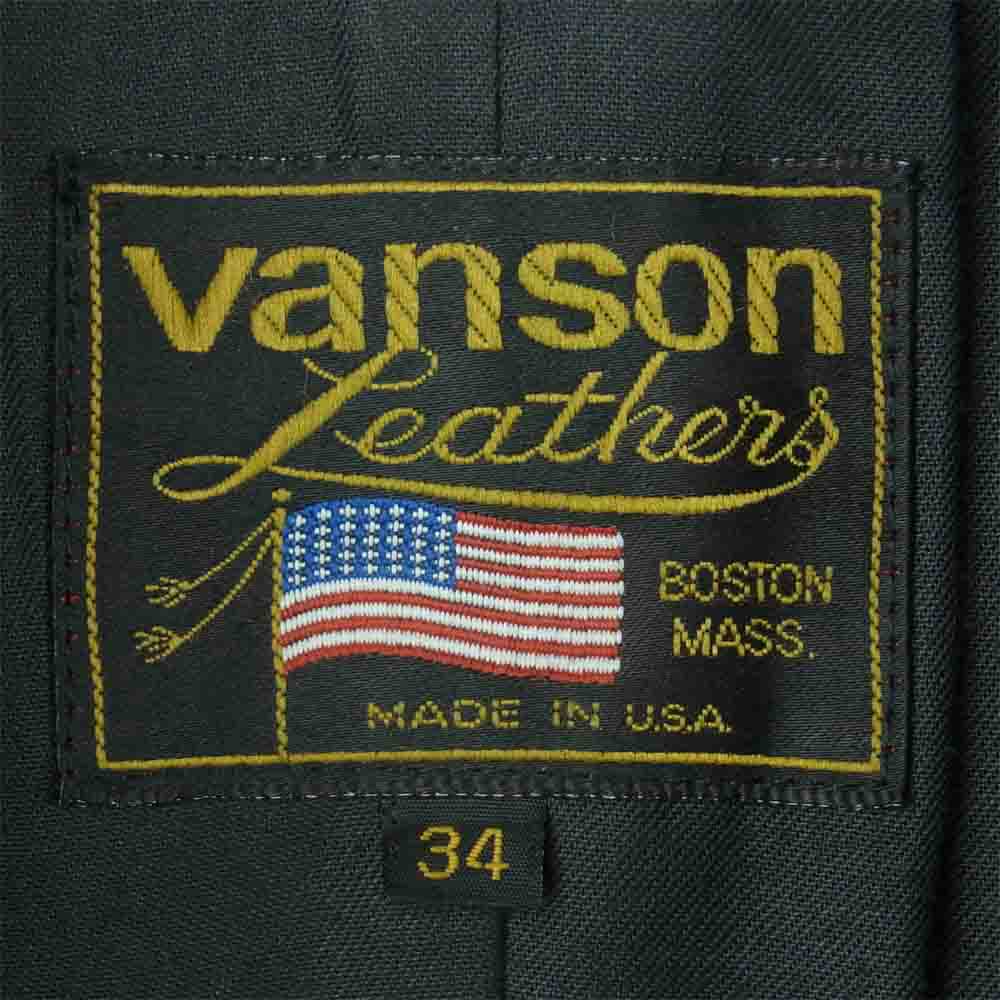 VANSON バンソン TJV TALON ZIP レザー ライダース ジャケット スタジャン アメリカ製 ブラック系 レッド系 34【中古】
