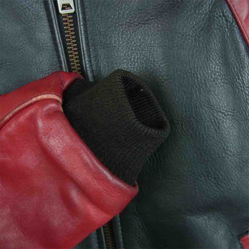 VANSON バンソン TJV TALON ZIP レザー ライダース ジャケット スタジャン アメリカ製 ブラック系 レッド系 34【中古】