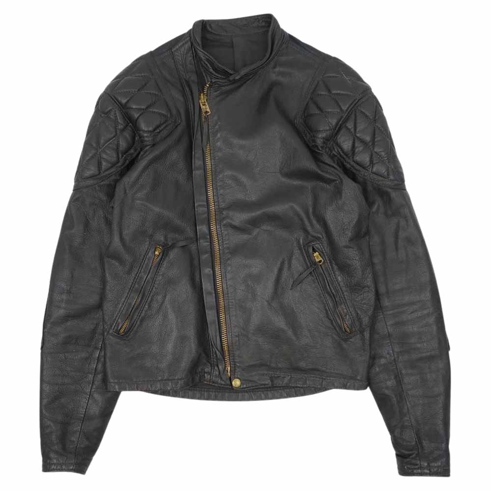 LANGLITZ LEATHERS ラングリッツレザーズ 白タグ初期 Patted Cascade Goatskin TALON ZIP パッテド キャスケード ゴートスキン レザー ライダース ジャケット ブラック系【中古】