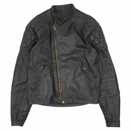LANGLITZ LEATHERS ラングリッツレザーズ 白タグ初期 Patted Cascade Goatskin TALON ZIP パッテド キャスケード ゴートスキン レザー ライダース ジャケット ブラック系【中古】
