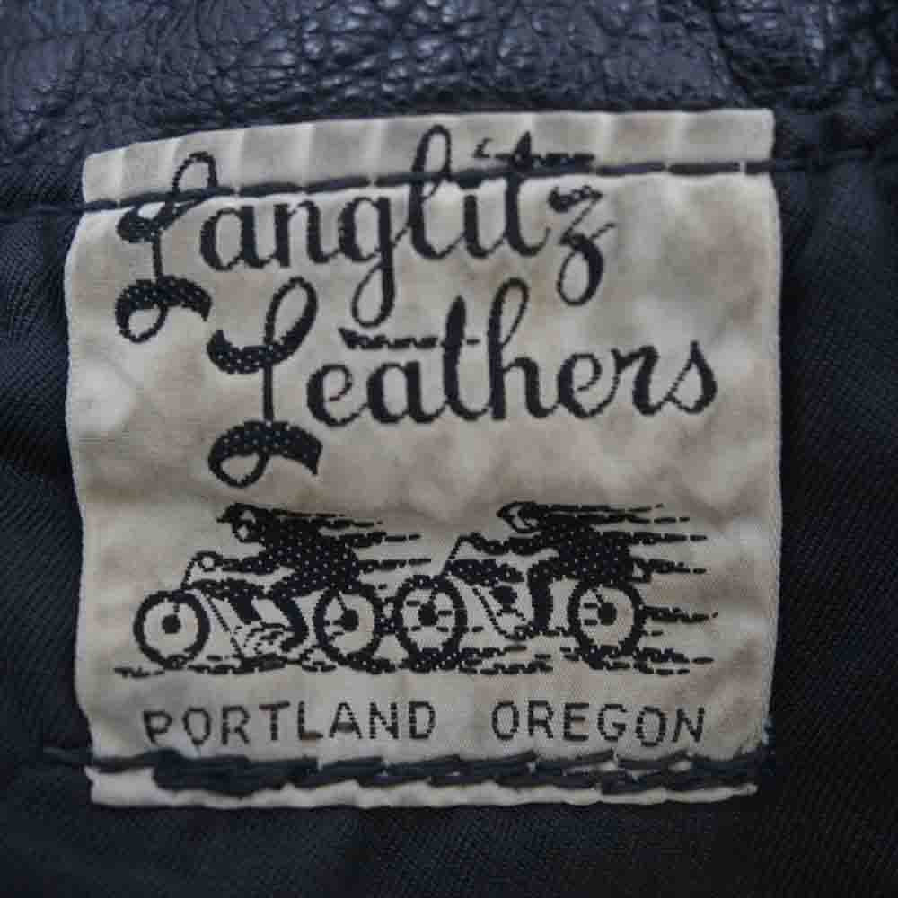 LANGLITZ LEATHERS ラングリッツレザーズ 白タグ初期 Patted Cascade Goatskin TALON ZIP パッテド キャスケード ゴートスキン レザー ライダース ジャケット ブラック系【中古】