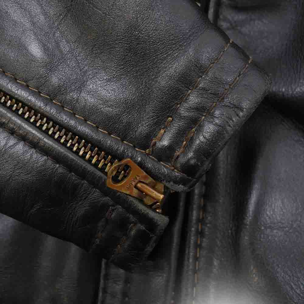 LANGLITZ LEATHERS ラングリッツレザーズ 97年製 Columbia コロンビア 50周年モデル レザー ダブル ライダース ジャケット サイズ40 ブラック系【中古】