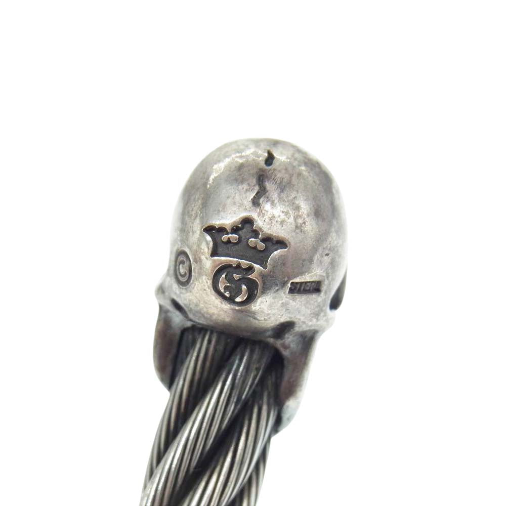 GABOR ガボール ギャランティカード付属 スカル ケーブル ワイヤーバングル シルバー系【中古】