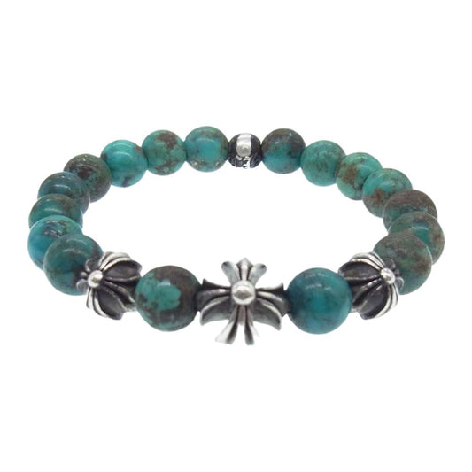 CHROME HEARTS クロムハーツ（原本有） BEAD13 8mm ビーズ クロスボール ターコイズ ブレスレット ターコイズブルー系【中古】