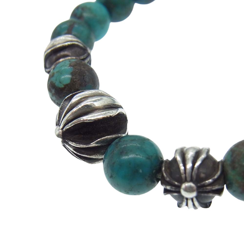 CHROME HEARTS クロムハーツ（原本有） BEAD13 8mm ビーズ クロスボール ターコイズ ブレスレット ターコイズブルー系【中古】