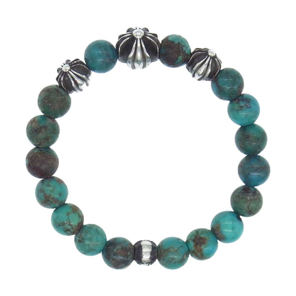 CHROME HEARTS クロムハーツ（原本有） BEAD13 8mm ビーズ クロスボール ターコイズ ブレスレット ターコイズブルー系【中古】