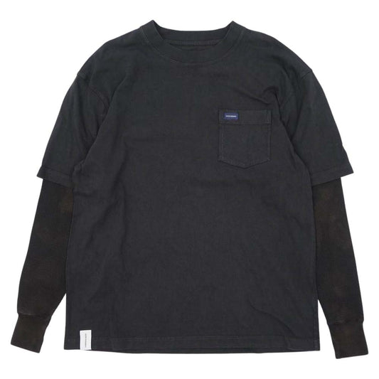 DESCENDANT ディセンダント MILITIA LAYERED TEE ワッフル サーマル レイヤード Tシャツ ブラック ブラック系 2【中古】