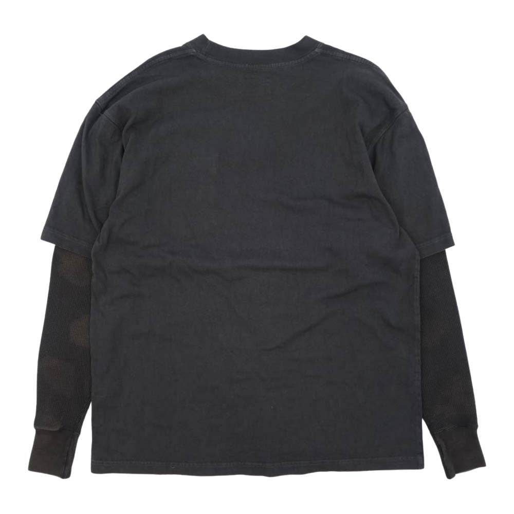DESCENDANT ディセンダント MILITIA LAYERED TEE ワッフル サーマル レイヤード Tシャツ ブラック ブラック系 2【中古】