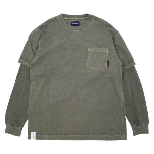 DESCENDANT ディセンダント MILITIA LAYERED TEE ワッフル サーマル レイヤード Tシャツ カーキ カーキ系 2【中古】