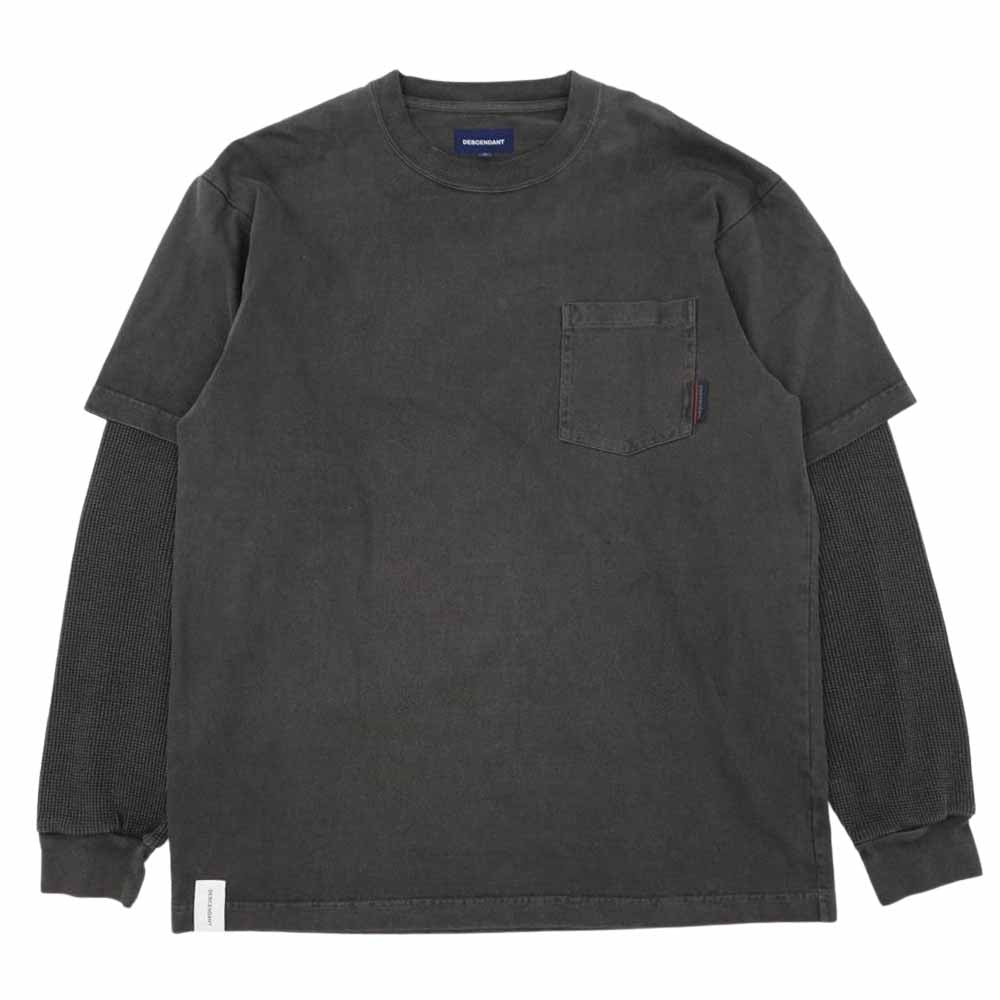 DESCENDANT ディセンダント MILITIA LAYERED TEE ワッフル サーマル レイヤード Tシャツ ダークグレー グレー系 2【中古】