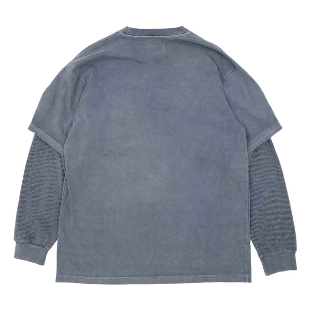 DESCENDANT ディセンダント MILITIA LAYERED TEE ワッフル サーマル レイヤード Tシャツ ブルー グレイッシュブルー系 1(参考サイズS)【中古】