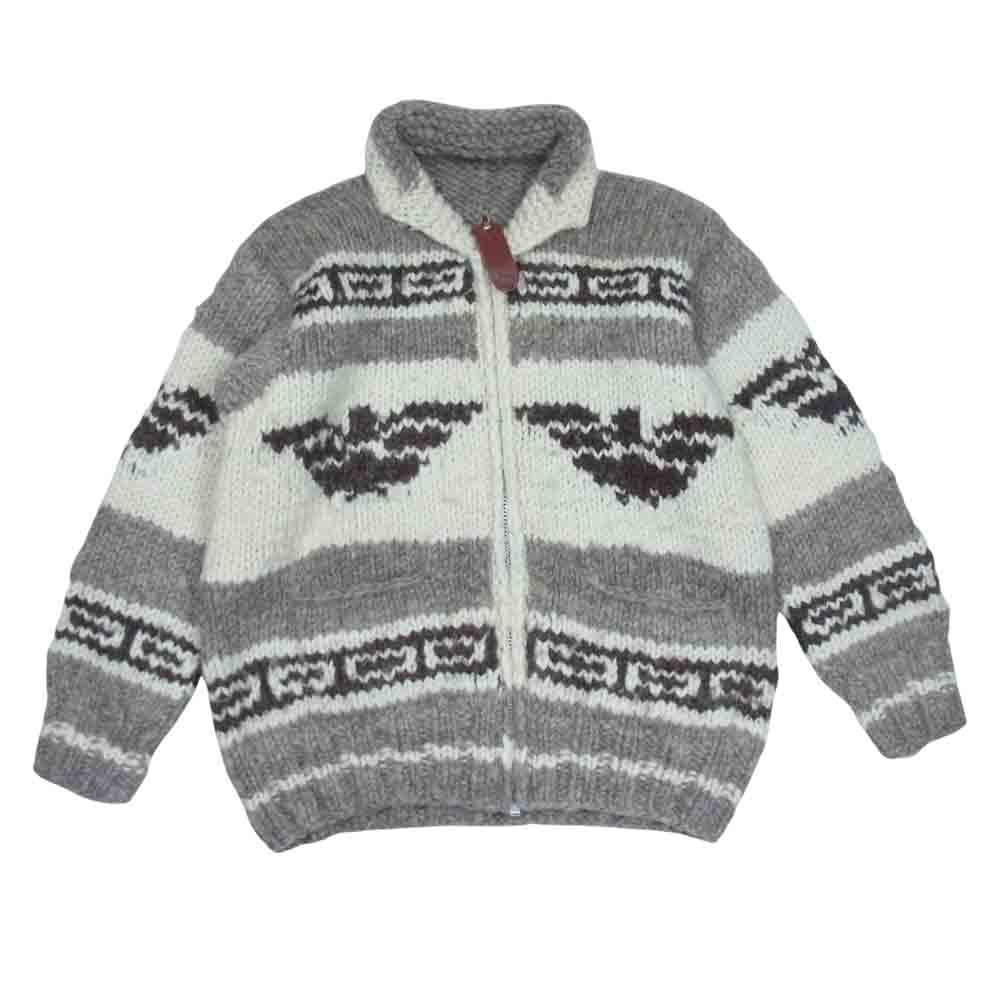 カナタ カナダ製 カウチン ニット ジップアップ ウール セーター ISLANDER ライトブラウン系 表記無し【中古】