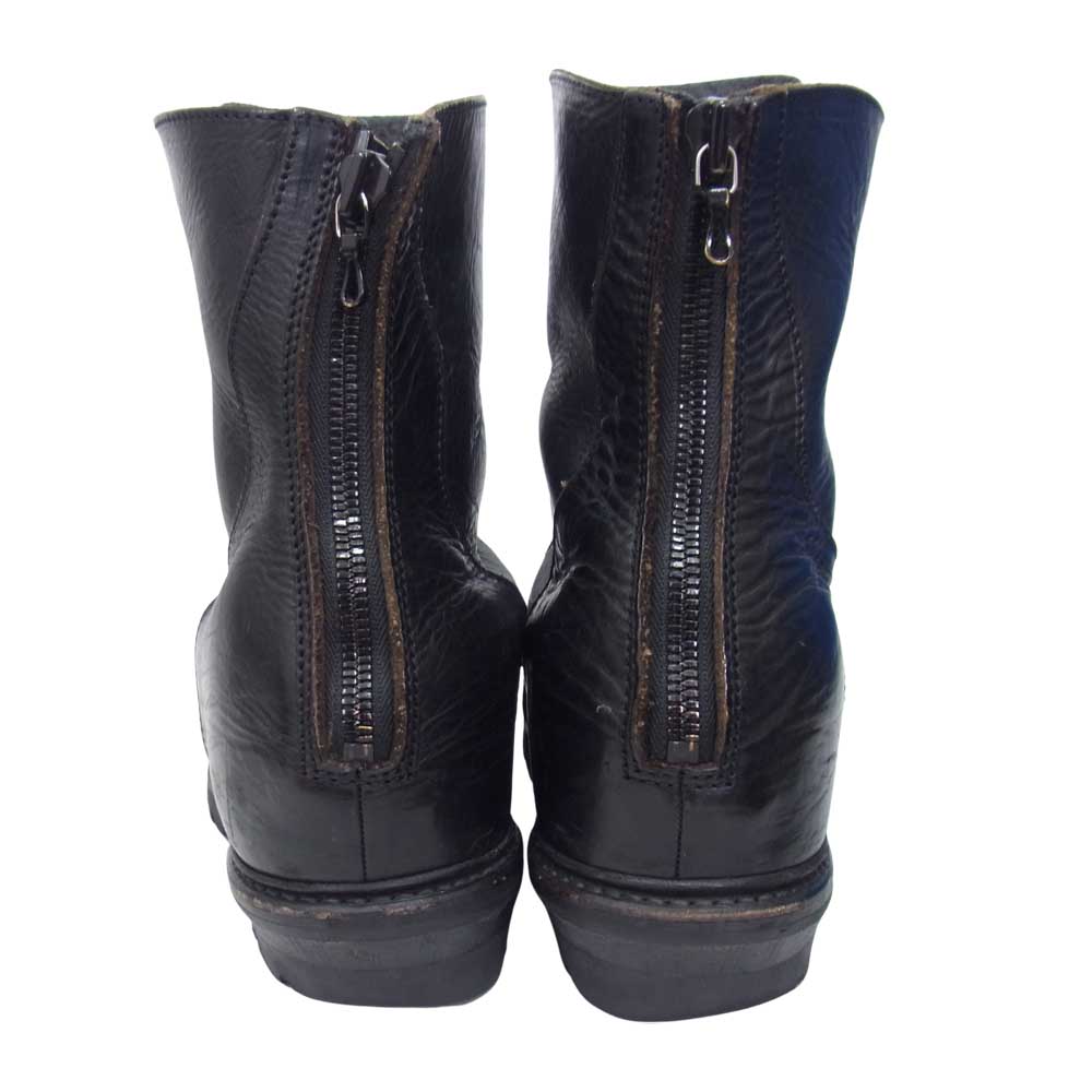 JULIUS ユリウス バックジップ レザー ブーツ ブラック系 2【中古】