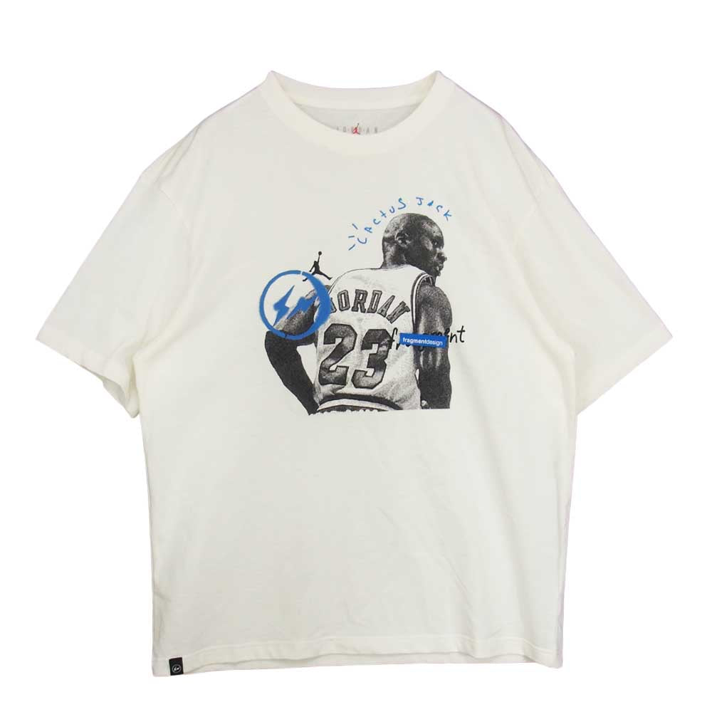 NIKE ナイキ DJ0619-133 × Travis Scott トラヴィススコット × FRAGMENT DESIGN フラグメントデザイン JORDAN PRINT TEE ジョーダン プリント 半袖 Tシャツ ホワイト系 L【美品】【中古】