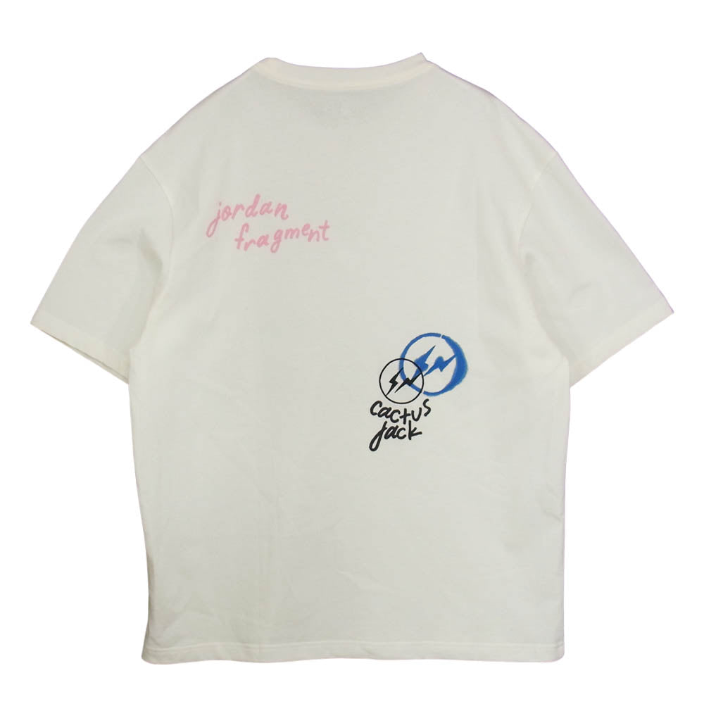 NIKE ナイキ DJ0619-133 × Travis Scott トラヴィススコット × FRAGMENT DESIGN フラグメントデザイン JORDAN PRINT TEE ジョーダン プリント 半袖 Tシャツ ホワイト系 L【美品】【中古】