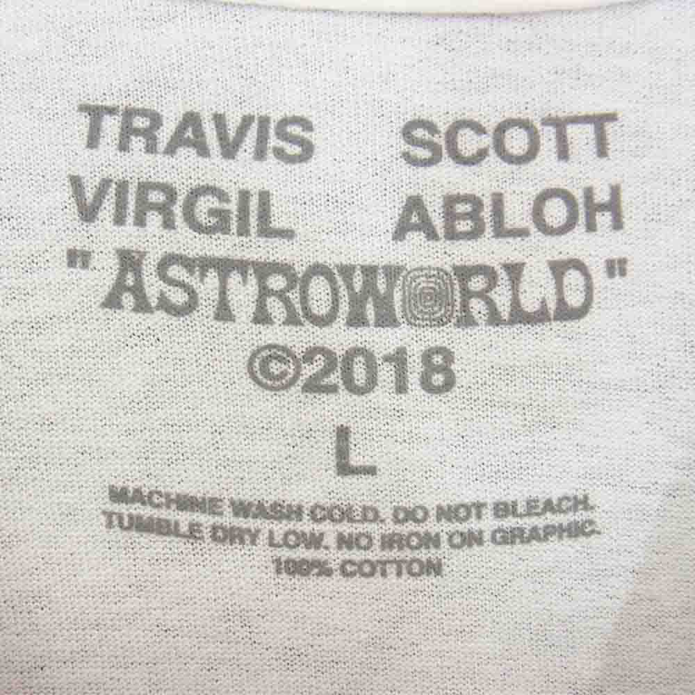 トラヴィススコット ASTROWORLD C/O VIRGIL ABLOH ヴァージルアブロー アストロノット ツアー 半袖 Tシャツ ホワイト系 L【美品】【中古】