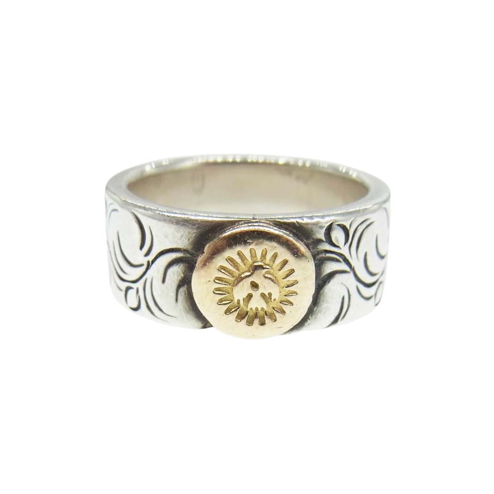 WINGROCK ウィングロック 唐草 K18 金メタル付き 平打ちリング シルバー系 20号【中古】