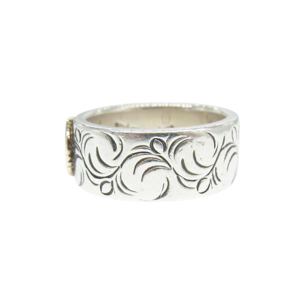 WINGROCK ウィングロック 唐草 K18 金メタル付き 平打ちリング シルバー系 20号【中古】