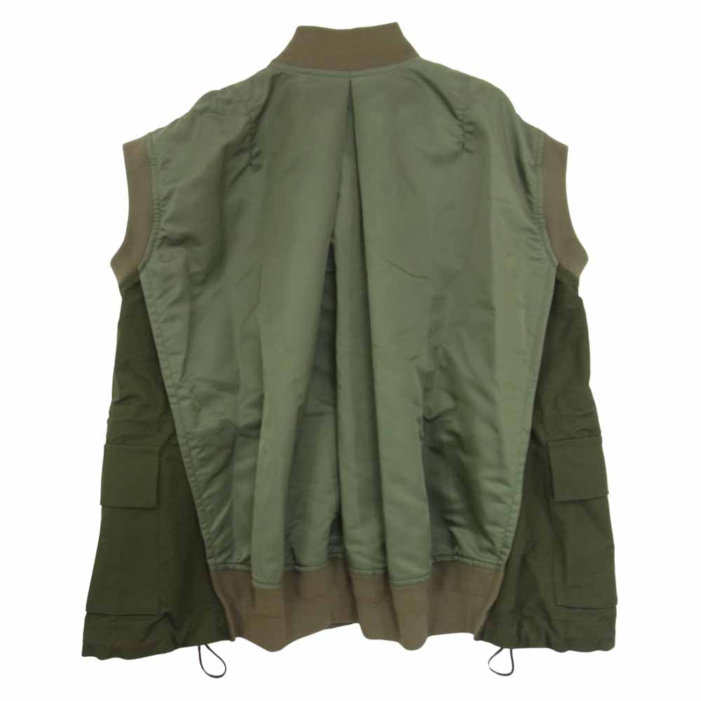 Sacai サカイ 22SS 22-05958 Nylon Twill Mix Vest ナイロン ツイル ミックス ベスト カーキ系 2【中古】