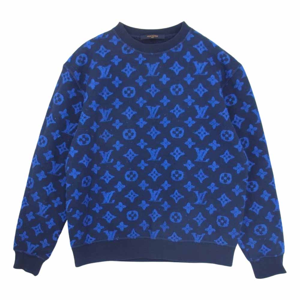 LOUIS VUITTON ルイ・ヴィトン 19AW フル モノグラム ジャカード クルーネック スウェット ネイビー系 S【中古】
