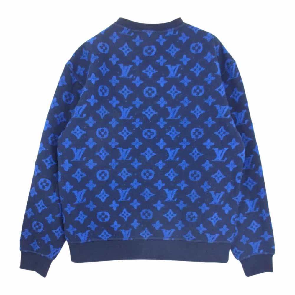 LOUIS VUITTON ルイ・ヴィトン 19AW フル モノグラム ジャカード クルーネック スウェット ネイビー系 S【中古】